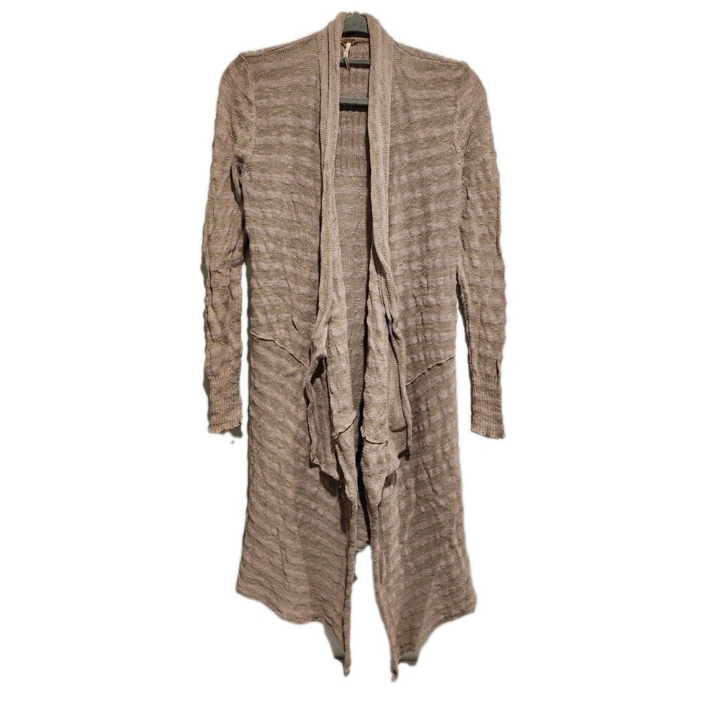 Free People Open Front Longline 100% Cotton Boho Duster Mauve Size Medium